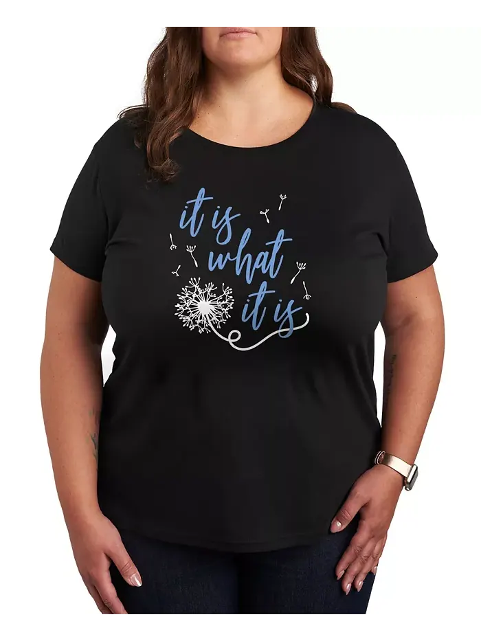 Модная футболка с принтом "It Is What It Is" для полных женщин Hybrid Apparel — изображение 1 из 3, черный