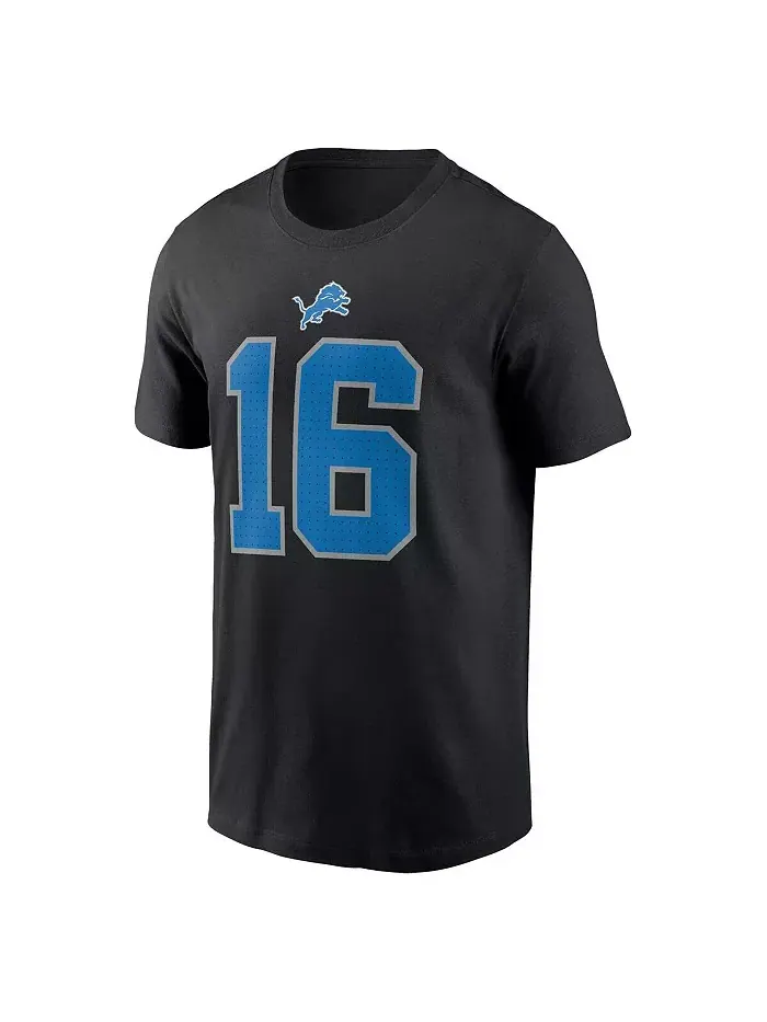Мужская футболка Jared Goff Detroit Lions с именем и номером — изображение 3 из 3, черный