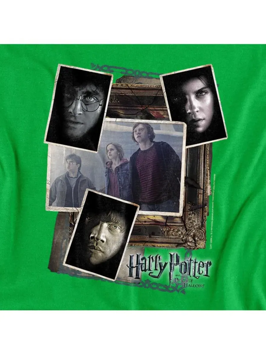 Футболка с принтом Trio Collage Harry Potter — изображение 3 из 3, зеленый