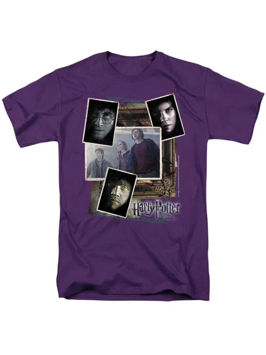 Футболка с принтом Trio Collage Harry Potter — изображение 1 из 3, фиолетовый