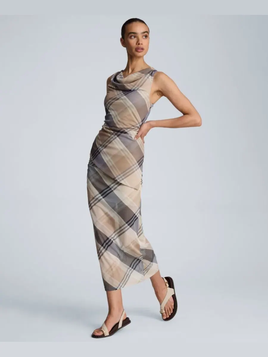 Юбка миди с боковой драпировкой Kenneth Cole — изображение 4 из 6, бежевый