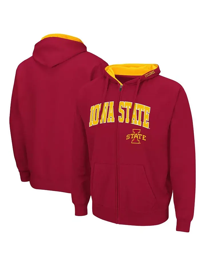 Мужская толстовка Iowa State Cyclones Arch and Logo 3.0 с молнией по всей длине Colosseum — красный
