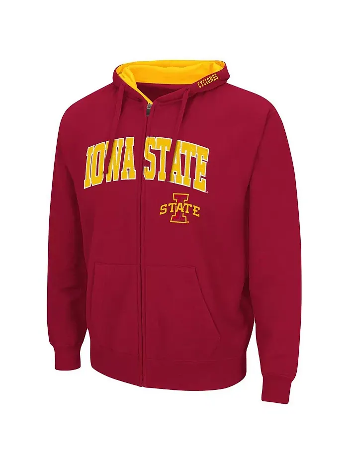 Мужская толстовка Iowa State Cyclones Arch and Logo 3.0 с молнией по всей длине Colosseum — изображение 2 из 5, красный