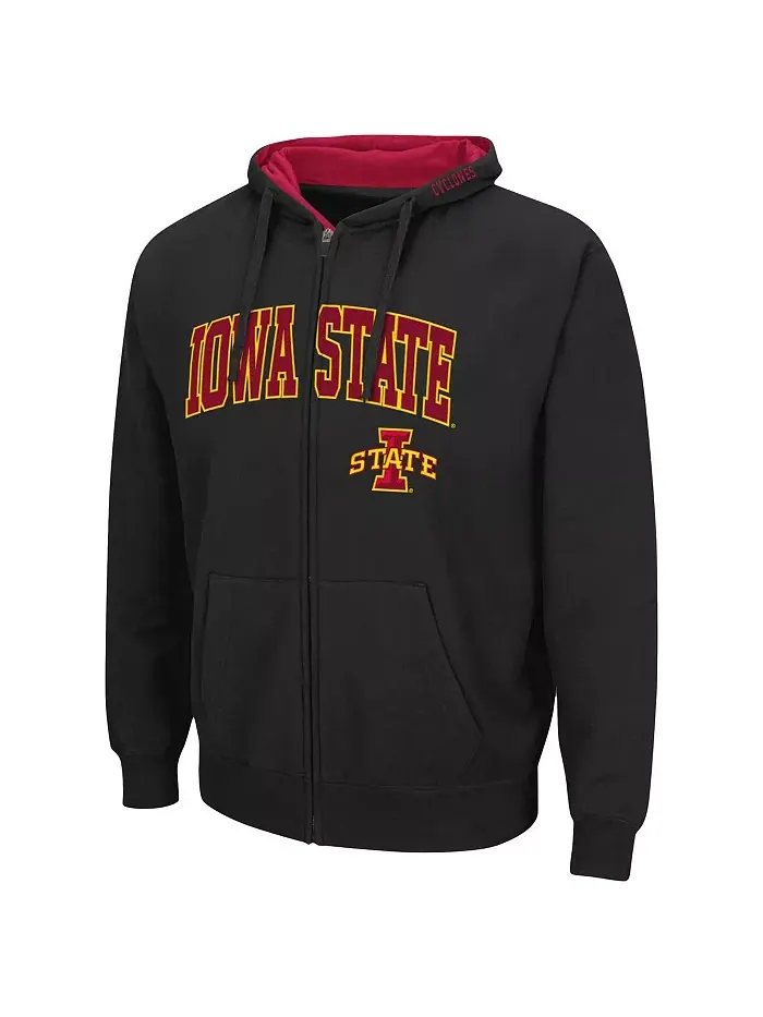 Мужская толстовка Iowa State Cyclones Arch and Logo 3.0 с молнией по всей длине Colosseum — изображение 4 из 5, красный