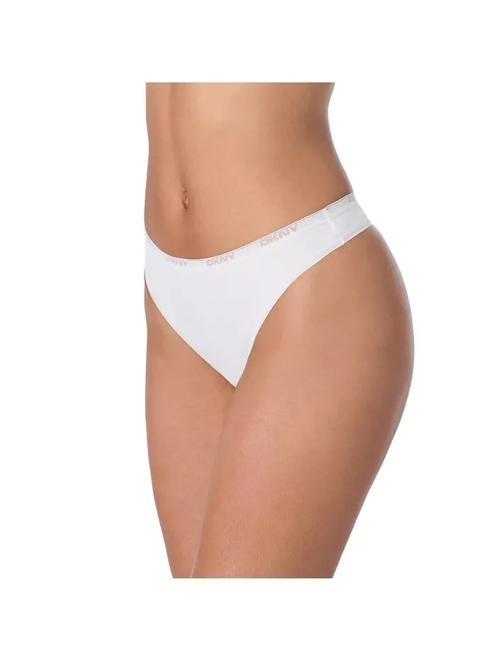 Женские трусы-стринги из хлопка и модала, 3 шт. — DK8461P3 DKNY — изображение 8 из 8, синий