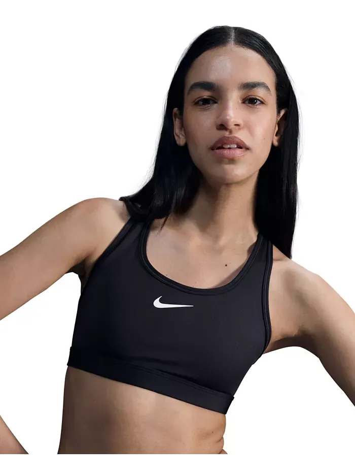 Женский спортивный бюстгальтер с подкладкой Swoosh, XS-4X Nike — изображение 1 из 2, черный