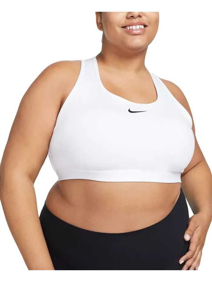 Женский спортивный бюстгальтер с подкладкой Swoosh, XS-4X Nike — изображение 2 из 2, белый