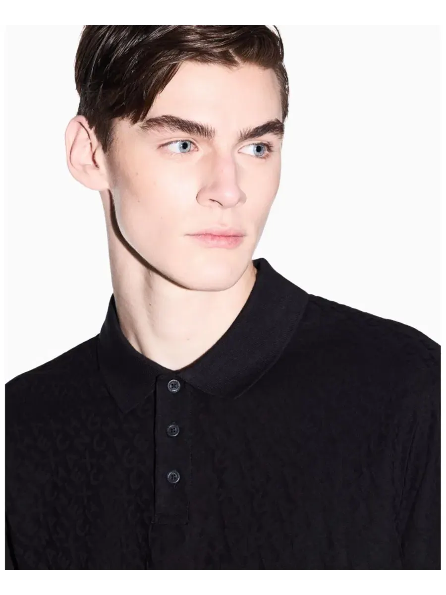 Мужская футболка-поло с принтом A|X Armani Exchange — изображение 3 из 5, черный