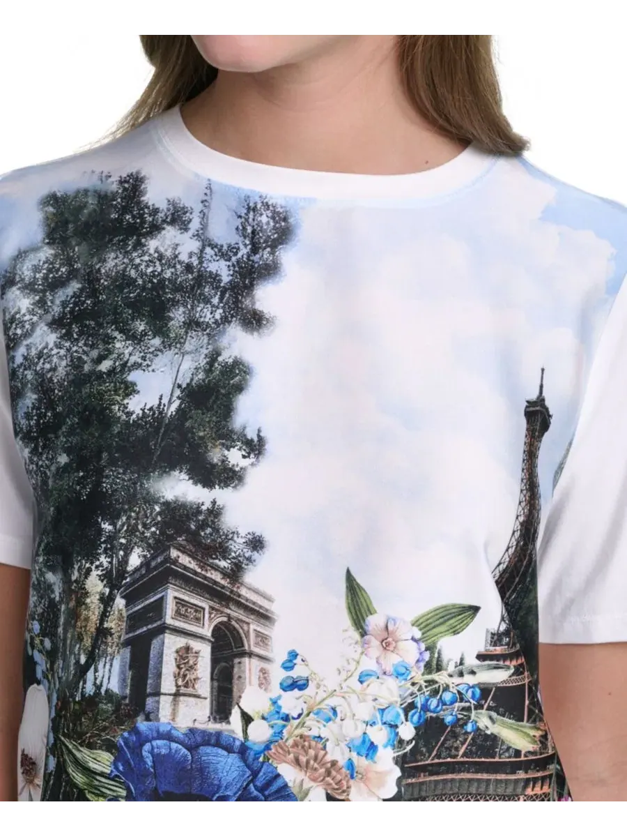 Женский топ с графическим принтом и завязками спереди KARL LAGERFELD PARIS — изображение 4 из 8, белый