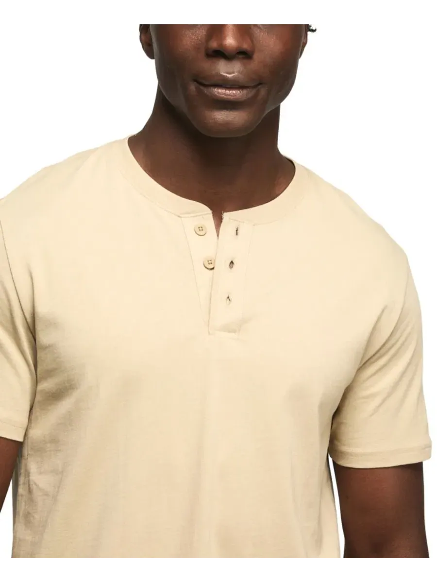 Мужская футболка-поло с коротким рукавом Supima Cotton Henley Lucky Brand, Plaza Taupe — изображение 3 из 4