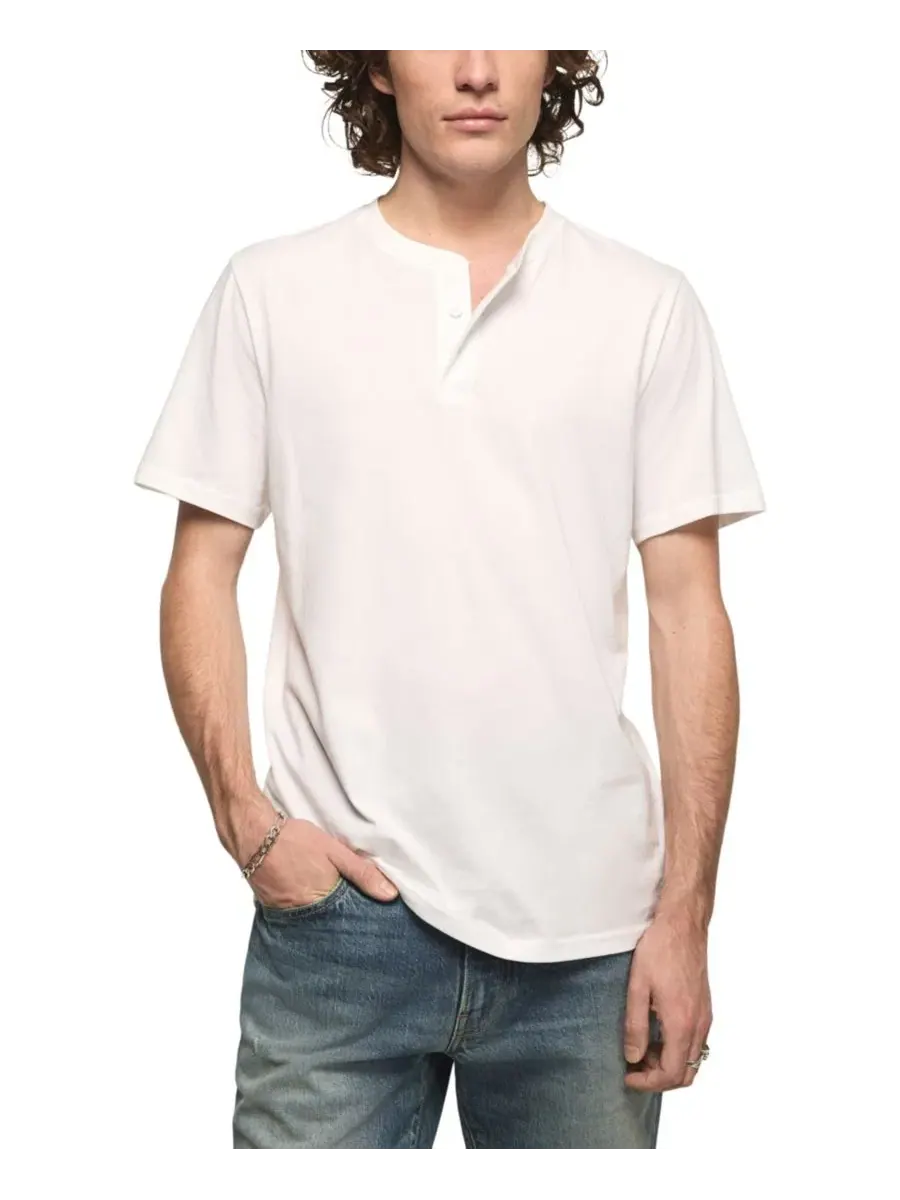 Мужская футболка-поло с коротким рукавом Supima Cotton Henley Lucky Brand — изображение 1 из 4, яркий белый