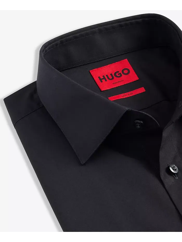 Мужская рубашка Valerio с длинным рукавом на пуговицах и геометрическим принтом Hugo Boss — изображение 5 из 6, черный