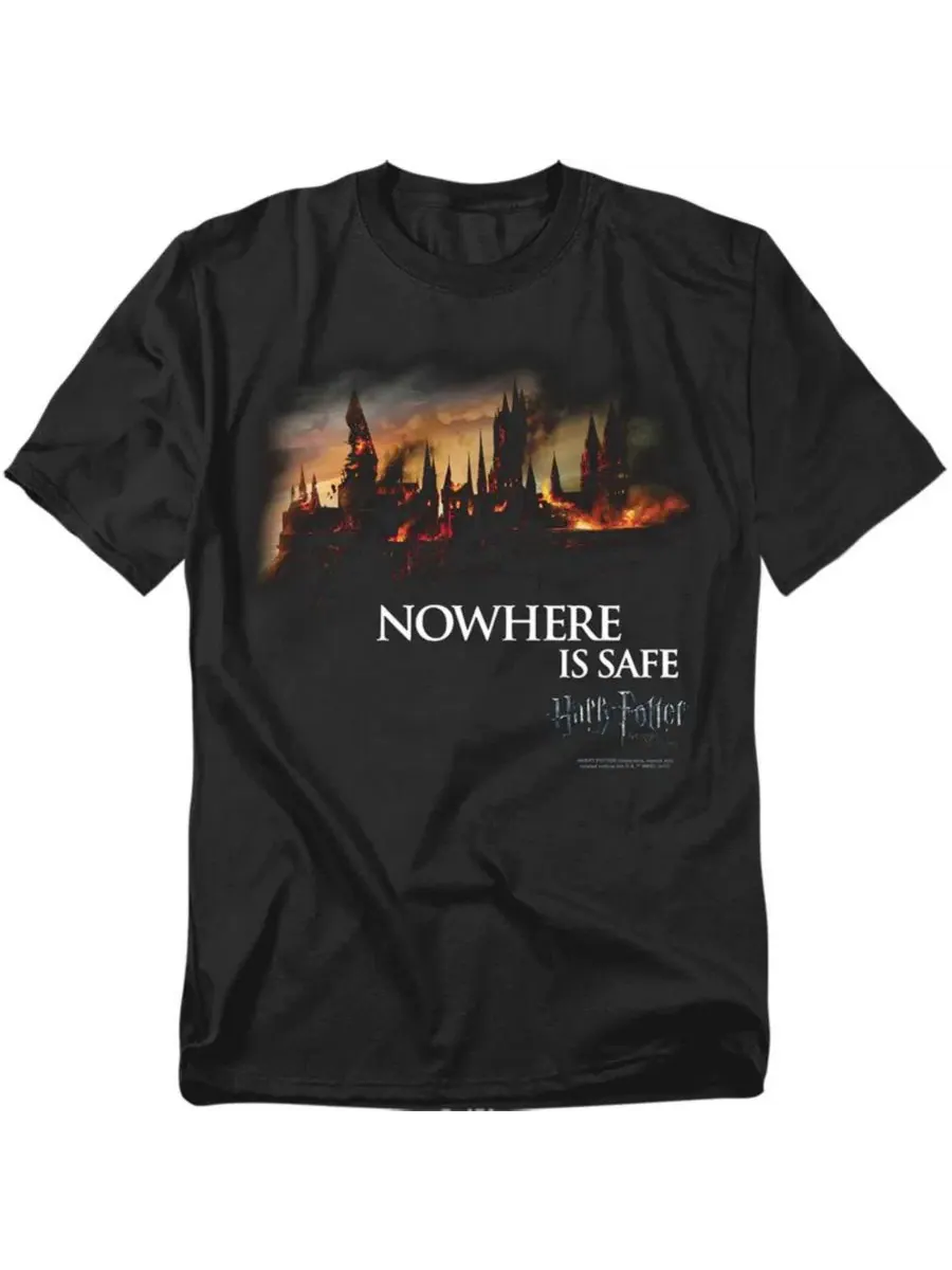 Футболка с принтом Big & Tall Burning Hogwarts Harry Potter — изображение 1 из 3, черный