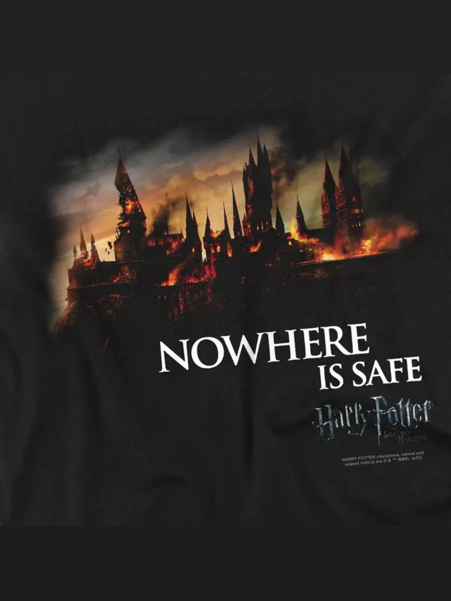 Футболка с принтом Big & Tall Burning Hogwarts Harry Potter — изображение 2 из 3, черный