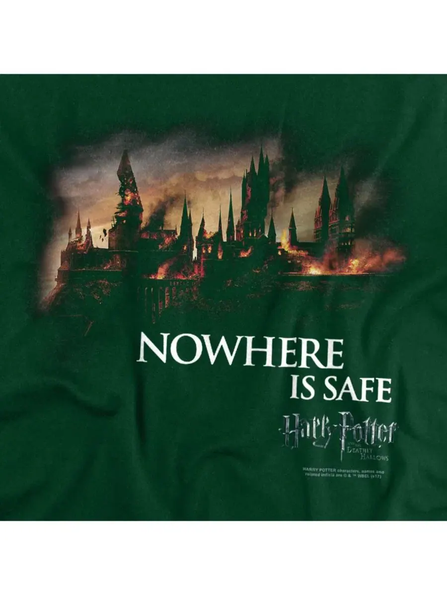 Футболка с длинным рукавом Big & Tall Burning Hogwarts Harry Potter — изображение 3 из 3, зеленый