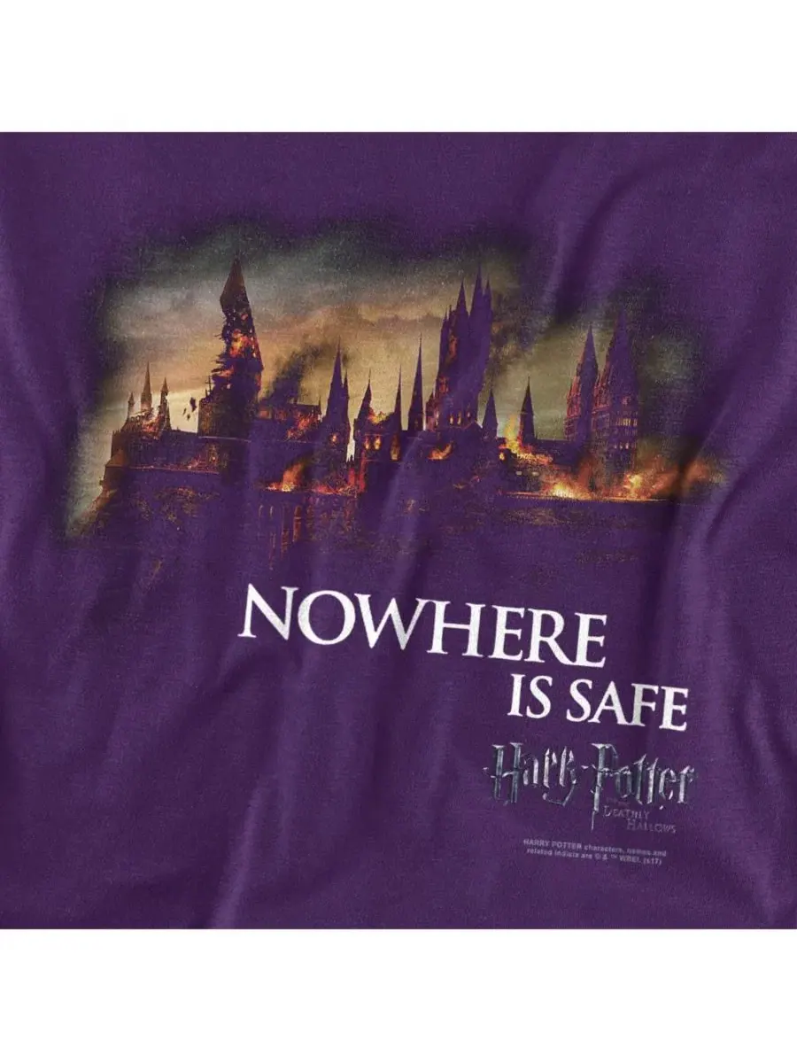 Футболка из хлопка с принтом Burning Hogwarts Harry Potter — изображение 2 из 3, фиолетовый