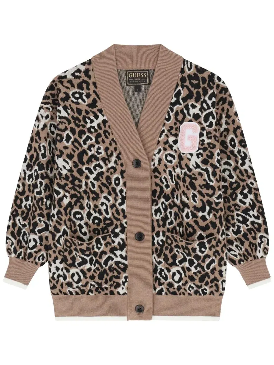 Кардиган с принтом леопарда, модель Long-Sleeve Leopard GUESS — изображение 1 из 3, мульти