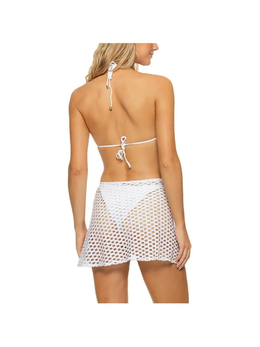 Женская мини-юбка-накидка с решетчатым узором для купальника Guria Beachwear — изображение 2 из 3, белый