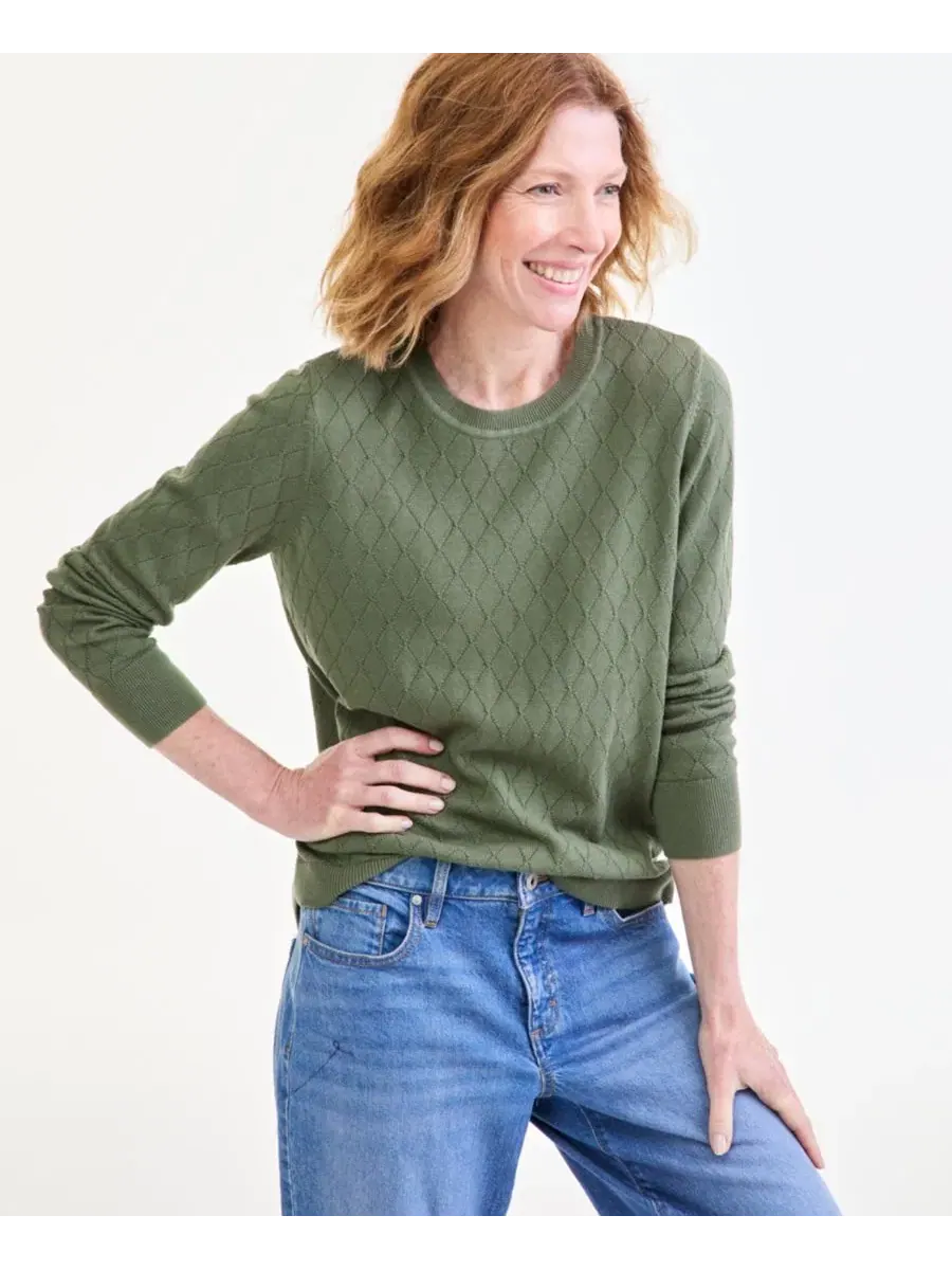 Свитер с длинным рукавом, изогнутым низом Style & Co — изображение 1 из 3, зеленый