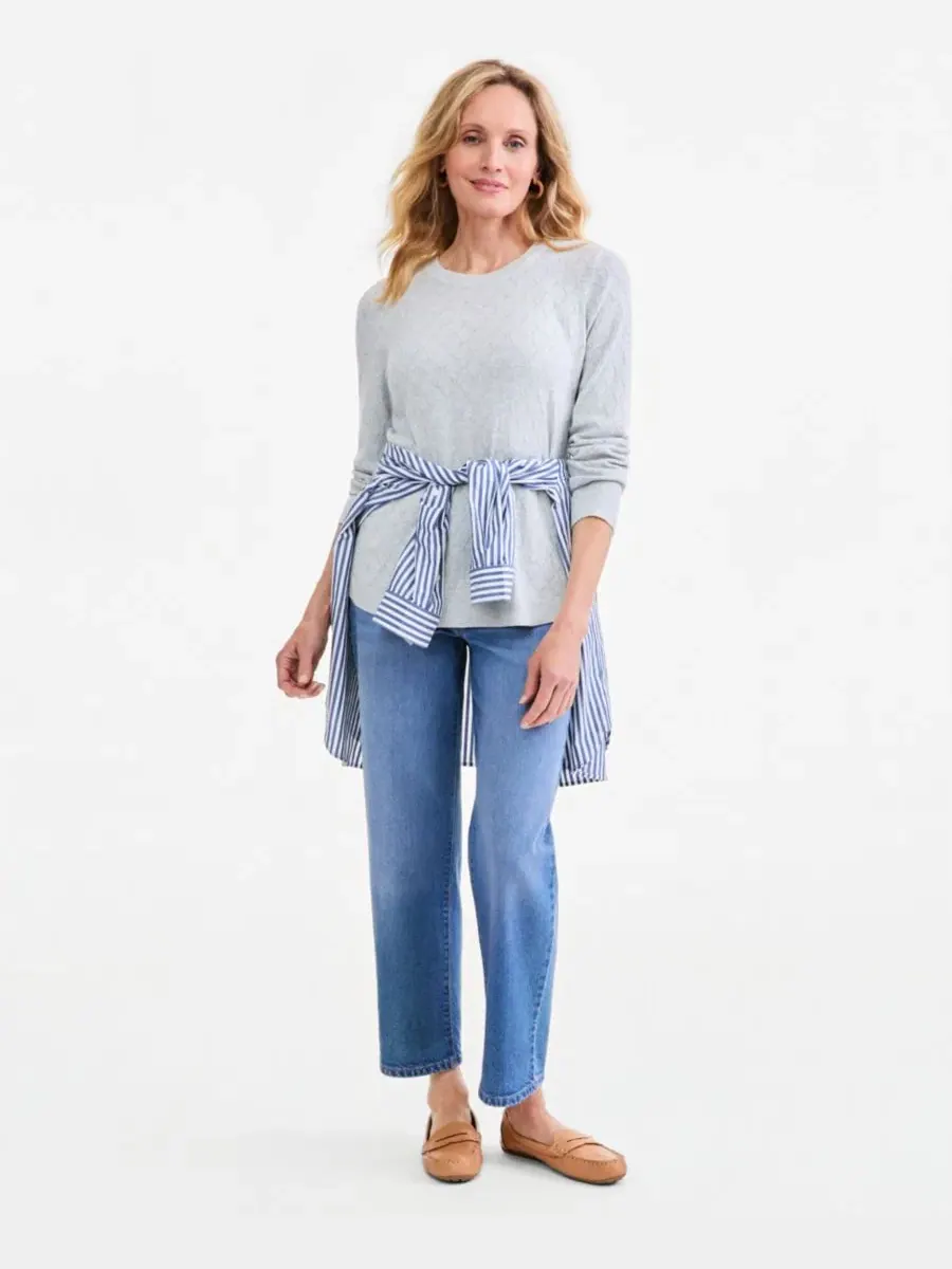 Свитер с длинным рукавом Curved Hem Style & Co — изображение 1 из 3, серый