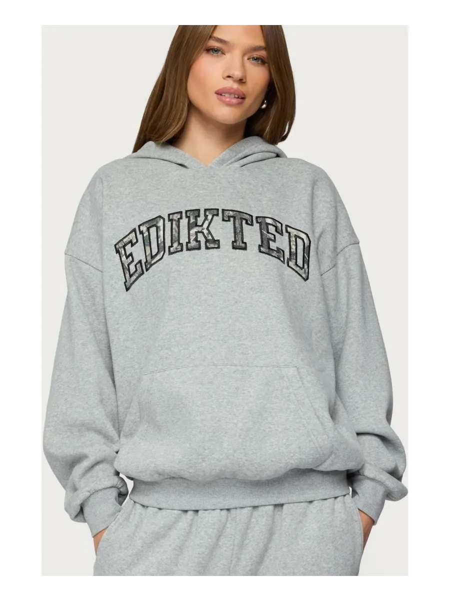 Женская толстовка оверсайз Camo Crush Edikted Edikted — изображение 1 из 5, темный-серый