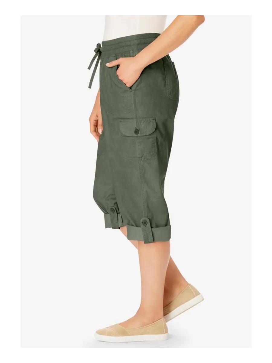 Женские брюки-капри/бермуды Within Convertible Length Cargo Woman Within — изображение 2 из 3, оливковый зеленый
