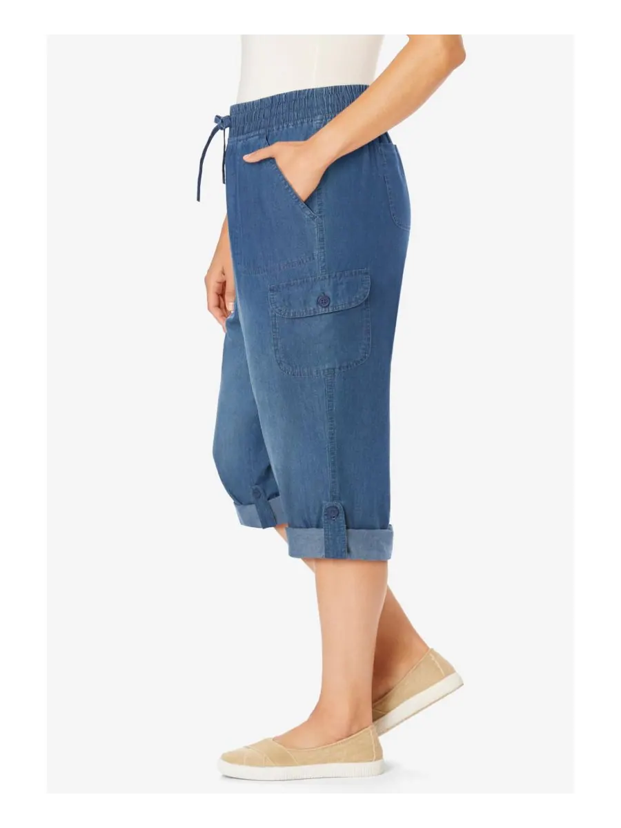 Женские брюки-капри/бермуды Within Convertible Length Cargo Woman Within, Medium stonewash sanded — изображение 2 из 3
