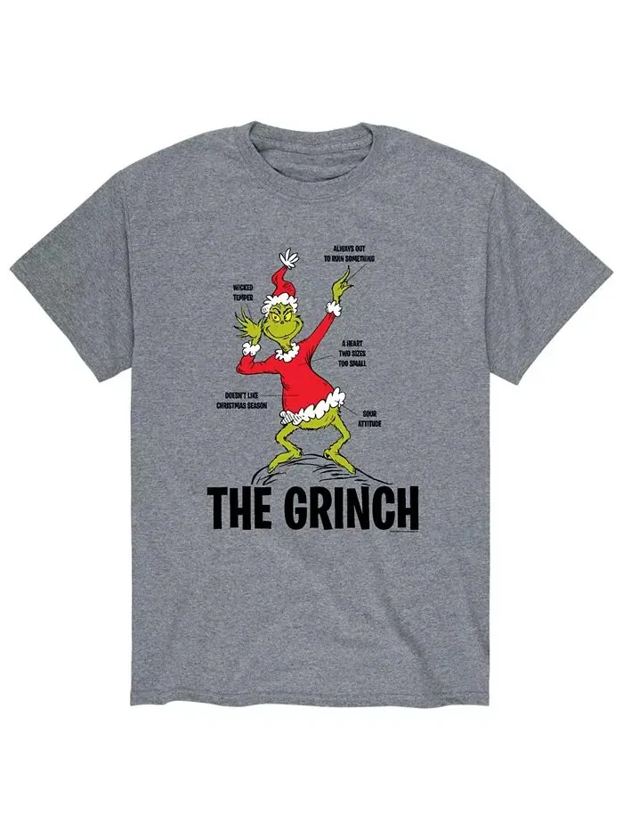 Мужская футболка Dr. Seuss The Grinch AIRWAVES — изображение 1 из 2, серый
