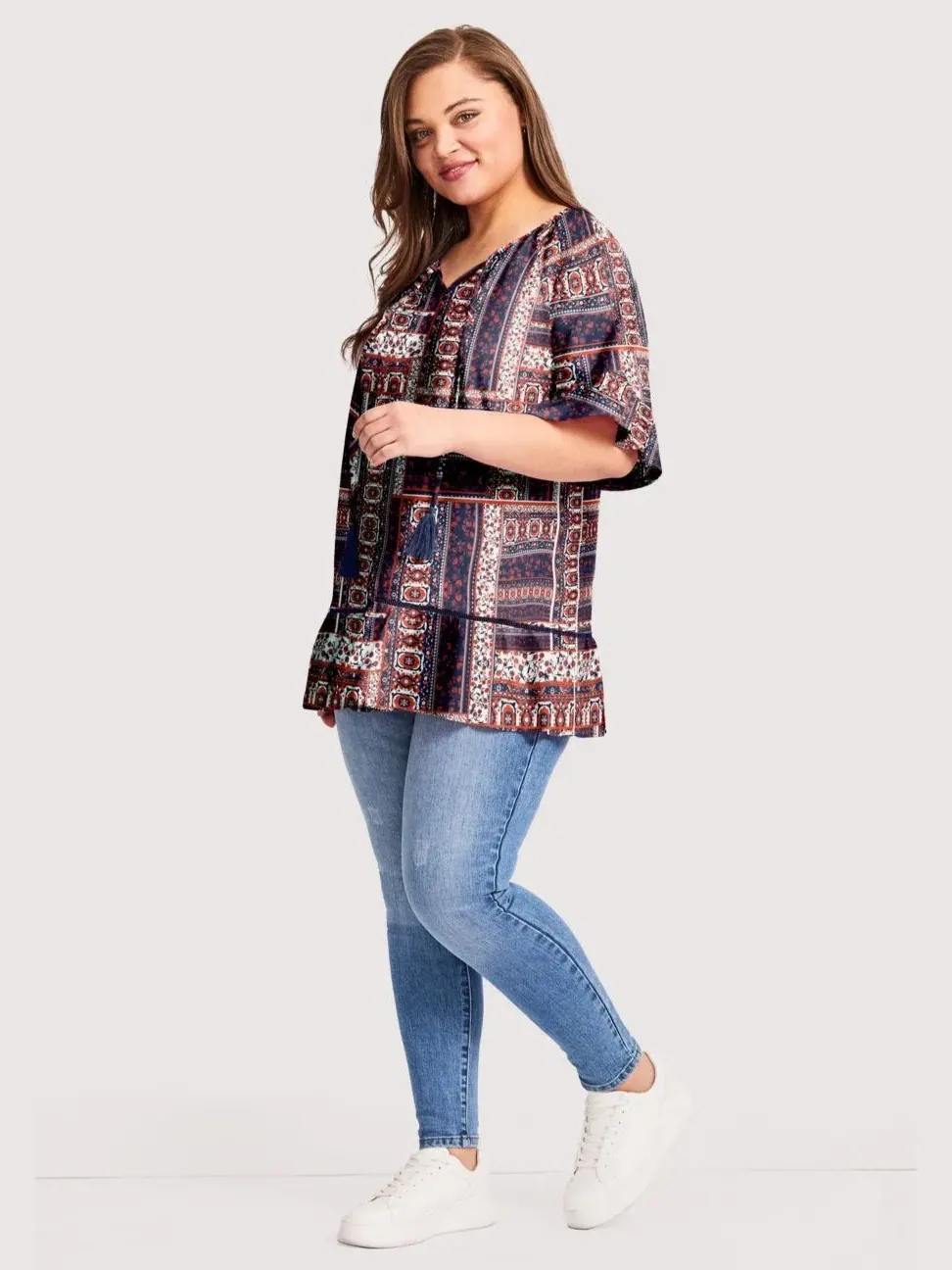 Женский топ с рукавами-крылышками AVENUE, Americana Patchwork — изображение 2 из 3