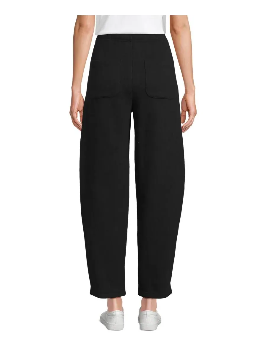 Женские спортивные брюки Serious Sweats High Rise Barrel Pants с высокой посадкой Lands' End — изображение 2 из 3, черный