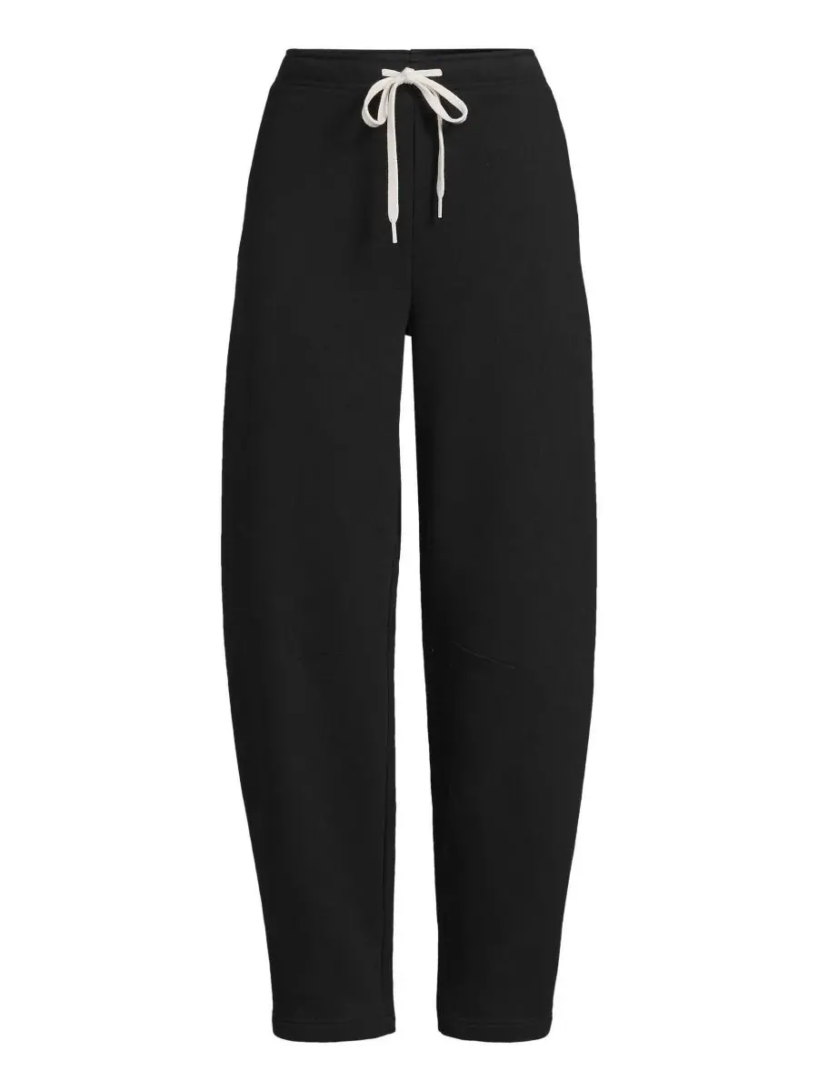 Женские спортивные брюки Serious Sweats High Rise Barrel Pants с высокой посадкой Lands' End — изображение 3 из 3, черный