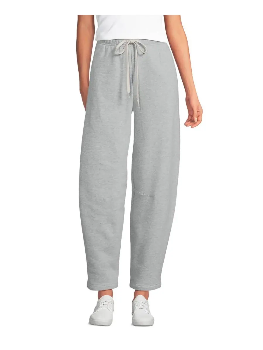 Женские спортивные брюки Serious Sweats High Rise Barrel Pants с высокой посадкой Lands' End — изображение 1 из 3, серый