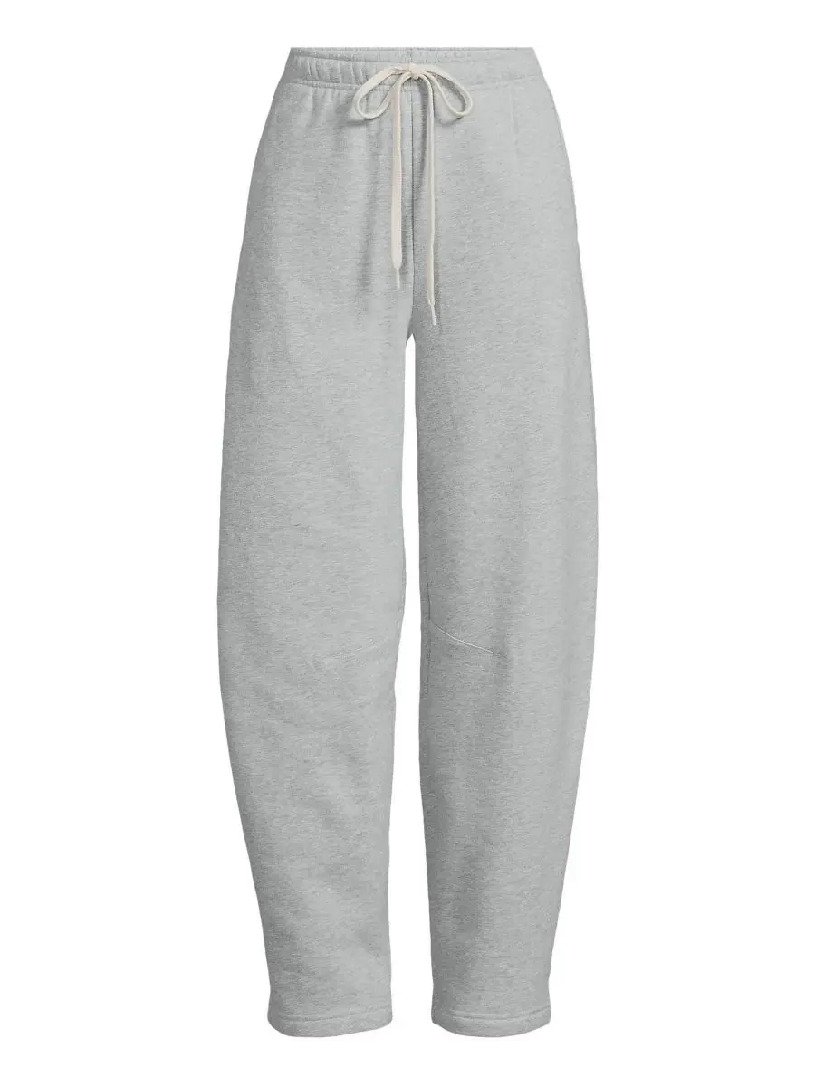 Женские спортивные брюки Serious Sweats High Rise Barrel Pants с высокой посадкой Lands' End — изображение 2 из 3, серый
