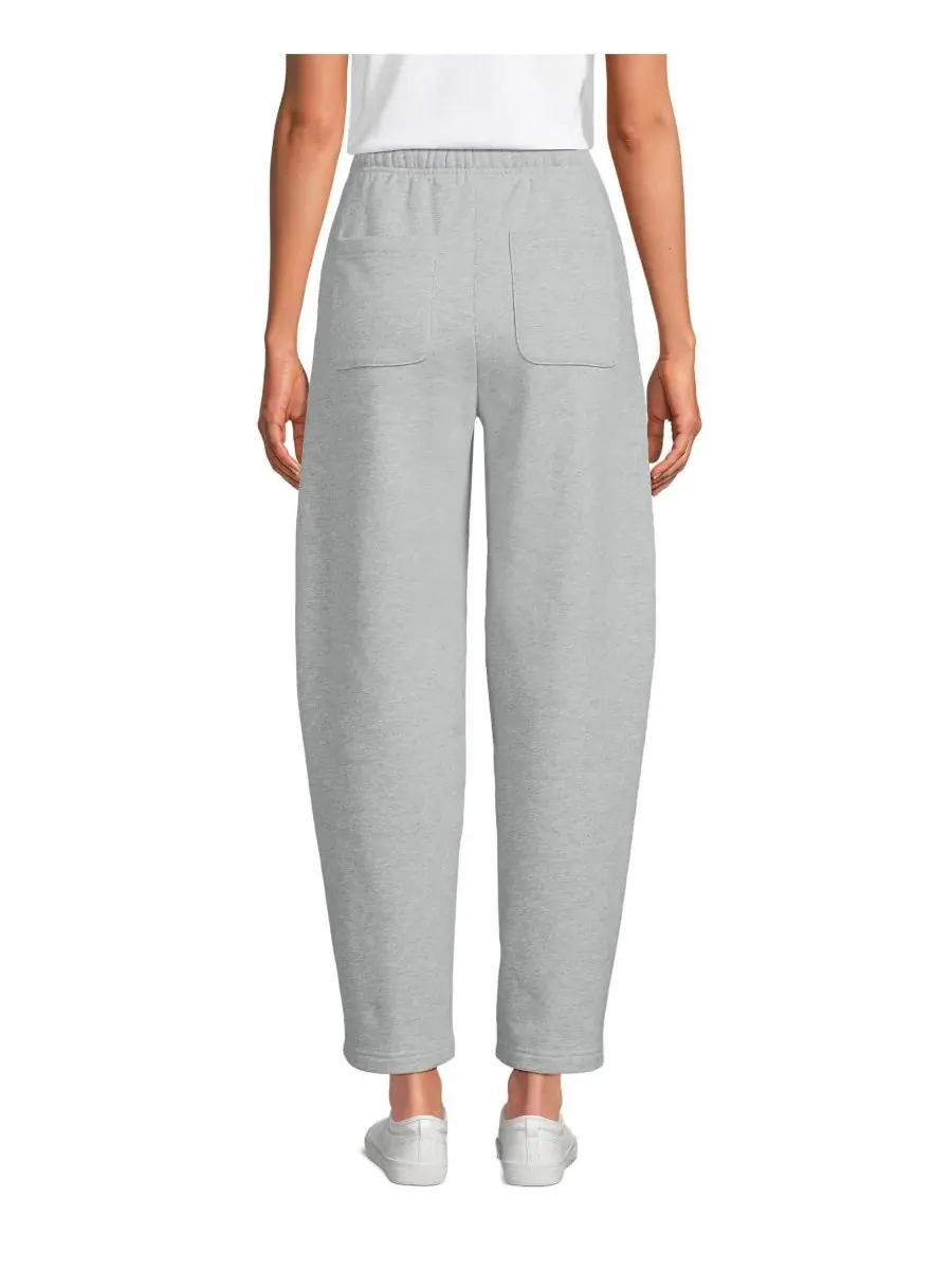 Женские спортивные брюки Serious Sweats High Rise Barrel Pants с высокой посадкой Lands' End — изображение 3 из 3, серый