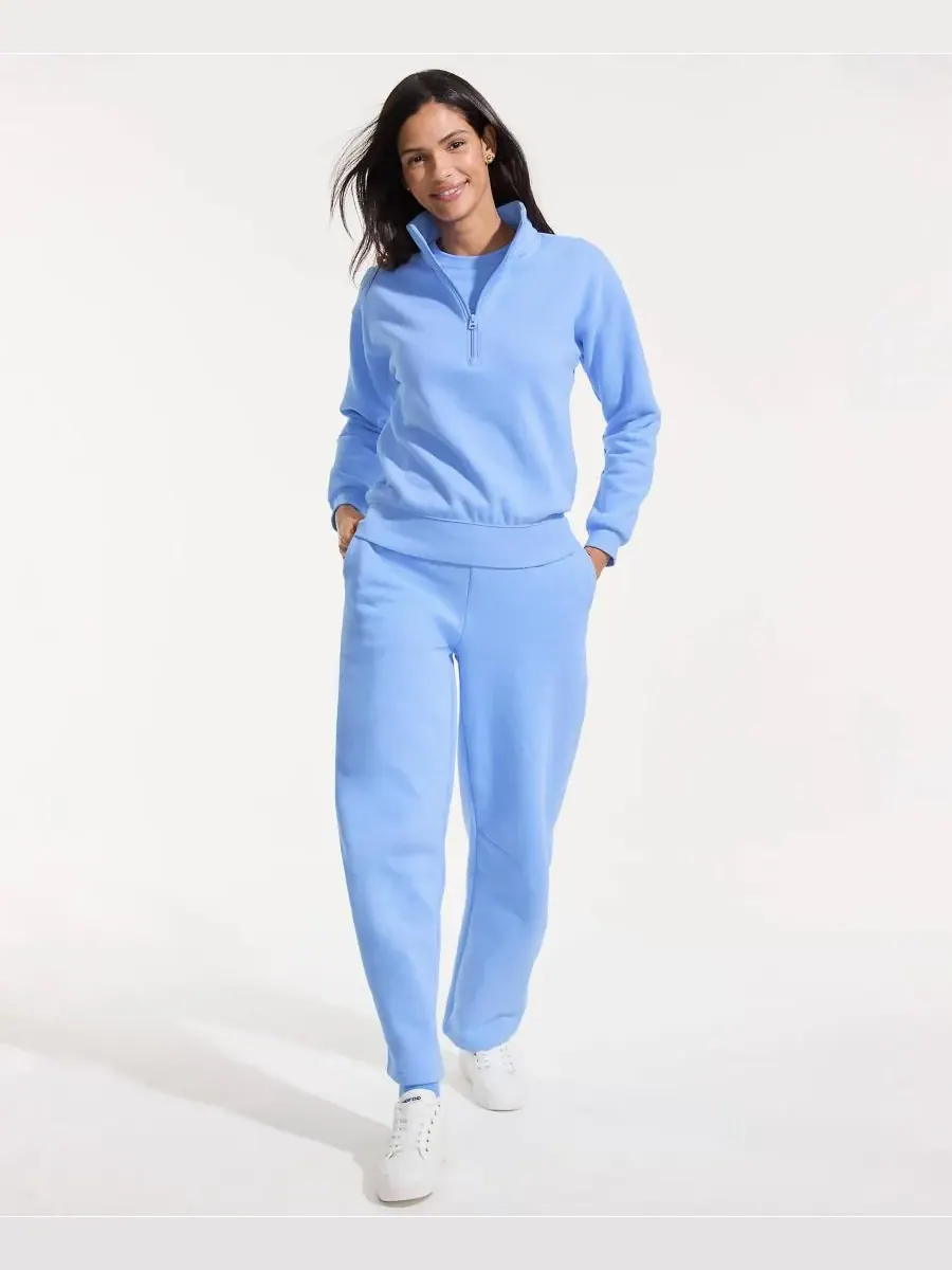 Женские спортивные брюки Serious Sweats High Rise Barrel Pants с высокой посадкой Lands' End — изображение 3 из 4