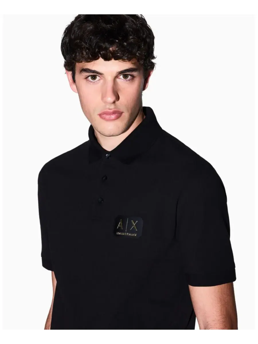 Мужская рубашка поло из пике A|X Armani Exchange — изображение 4 из 5, черный