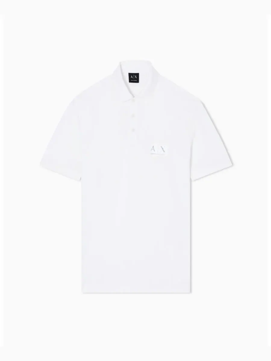 Мужская рубашка поло из пике A|X Armani Exchange — изображение 4 из 5, белый