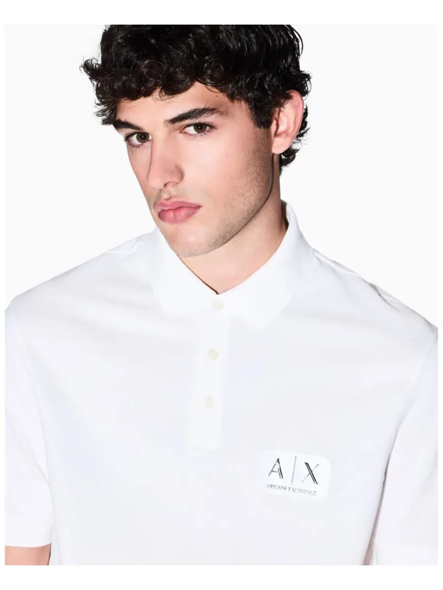 Мужская рубашка поло из пике A|X Armani Exchange — изображение 5 из 5, белый