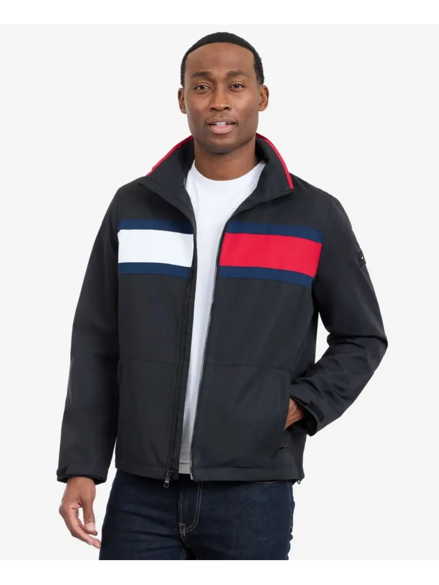 Tommy Hilfiger Мужская куртка с длинными рукавами и логотипом в парусиновом стиле — изображение 3 из 6, черный