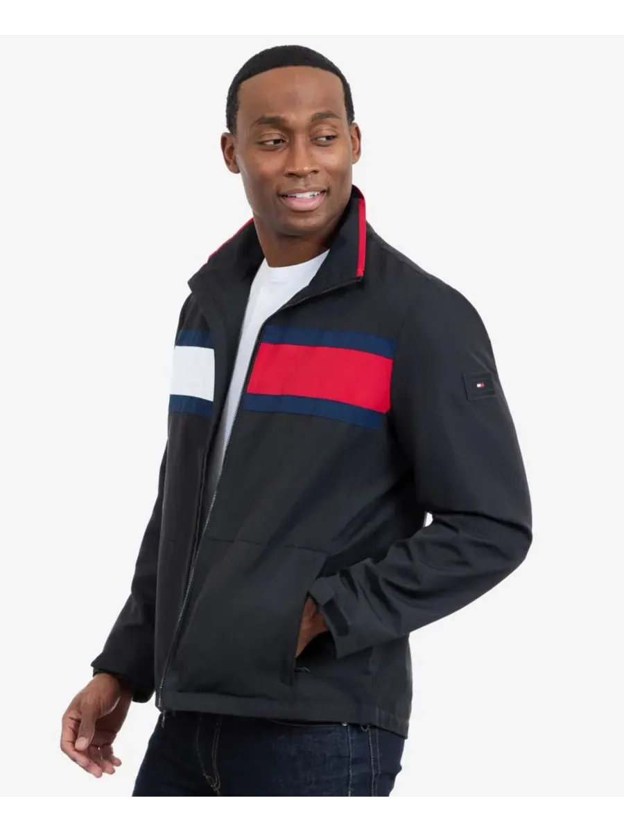Tommy Hilfiger Мужская куртка с длинными рукавами и логотипом в парусиновом стиле — изображение 4 из 6, черный