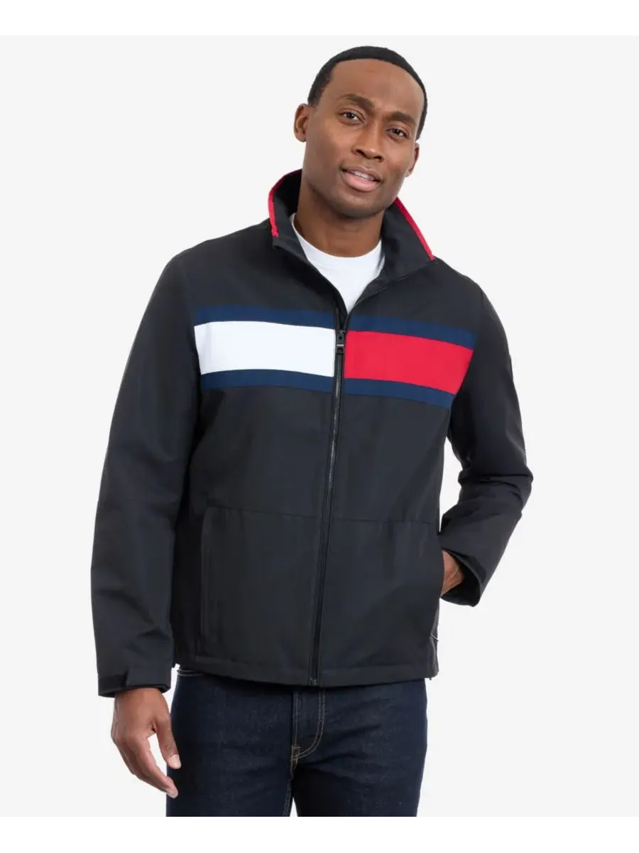 Tommy Hilfiger Мужская куртка с длинными рукавами и логотипом в парусиновом стиле — изображение 6 из 6, черный