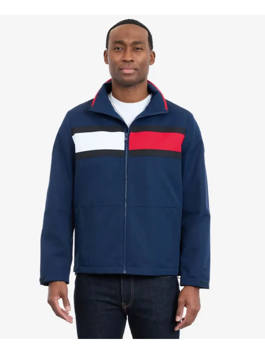 Tommy Hilfiger Мужская куртка с длинными рукавами и логотипом в парусиновом стиле — изображение 2 из 7, темно-синий