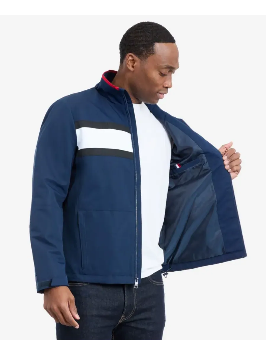 Tommy Hilfiger Мужская куртка с длинными рукавами и логотипом в парусиновом стиле — изображение 4 из 7, темно-синий