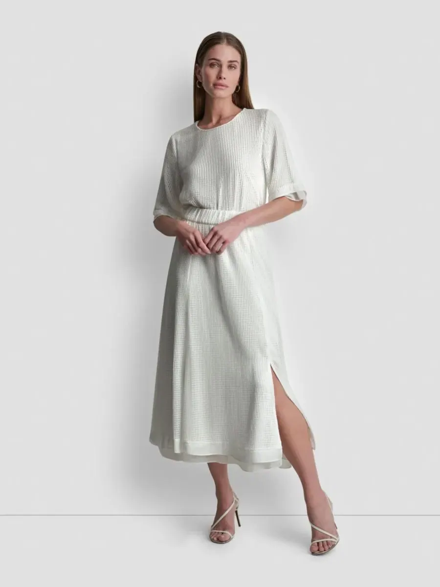 Женская многослойная юбка до щиколотки в клетку DKNY — изображение 5 из 6, белый