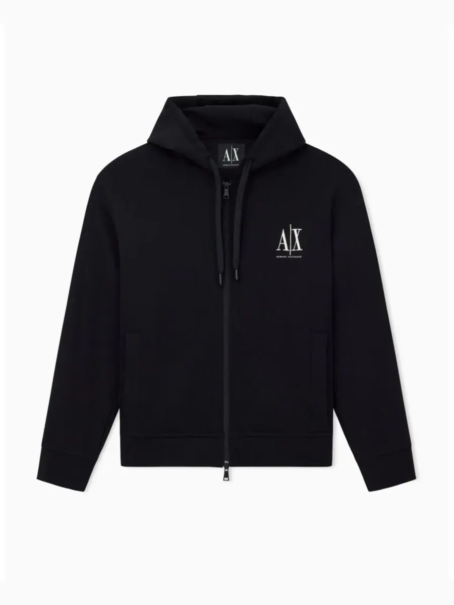 Мужская толстовка Icon Logo на молнии A|X Armani Exchange — изображение 1 из 5, черный