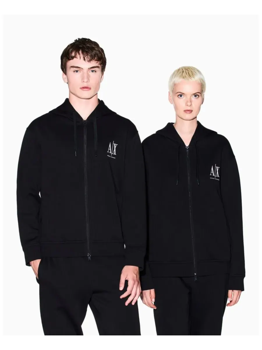 Мужская толстовка Icon Logo на молнии A|X Armani Exchange — изображение 2 из 5, черный