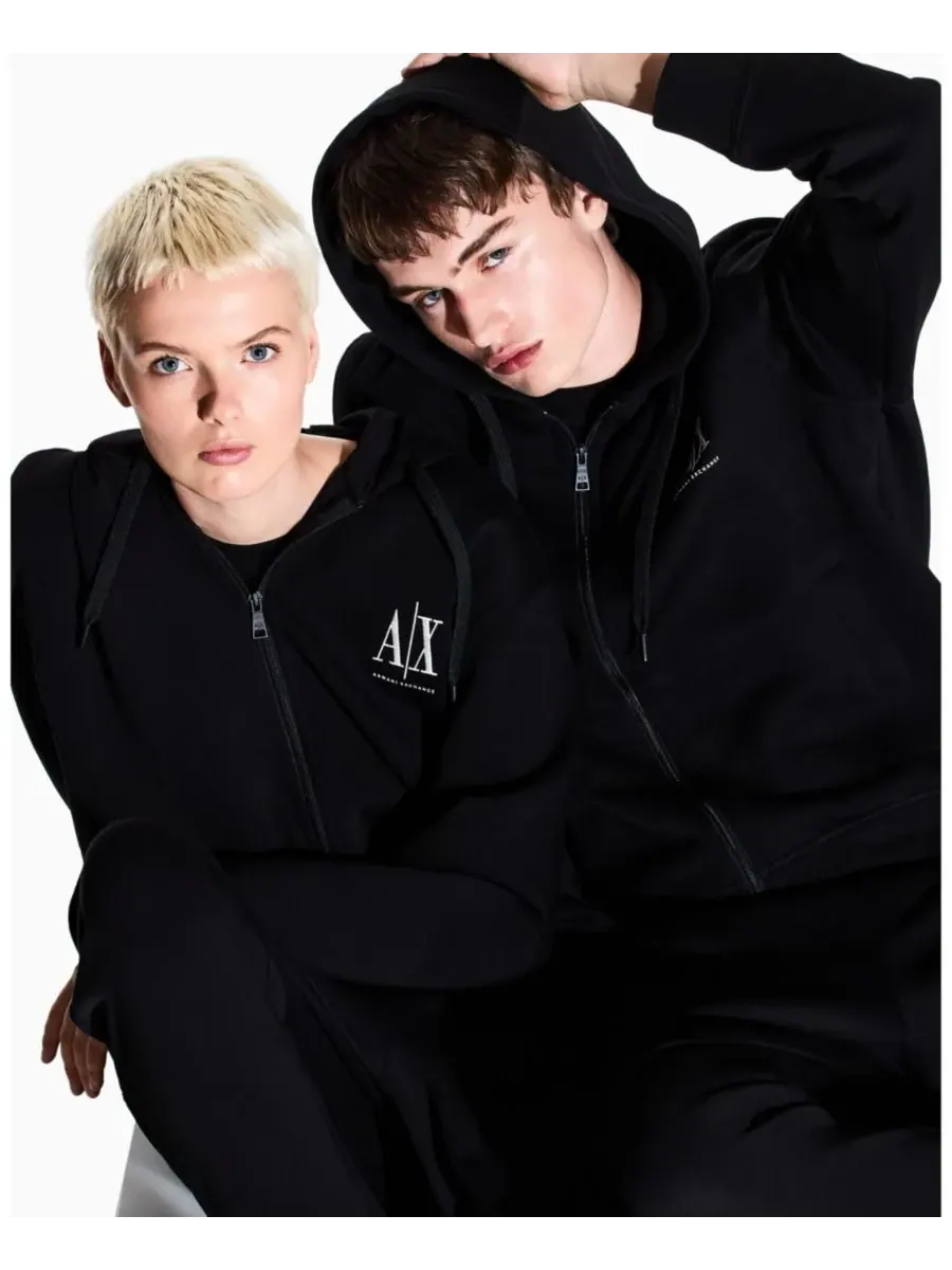 Мужская толстовка Icon Logo на молнии A|X Armani Exchange — изображение 3 из 5, черный