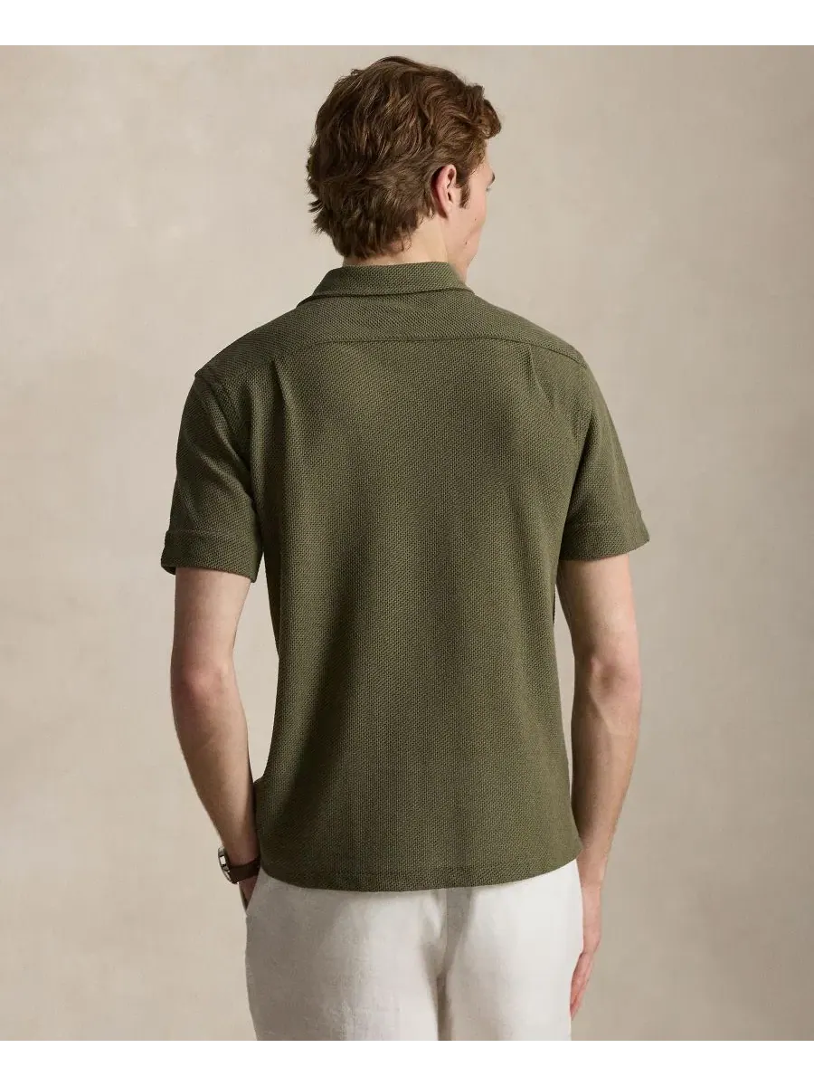 Рубашка с текстурным пойнтелем и вышивкой Pony Polo Ralph Lauren — изображение 4 из 5, оливковый
