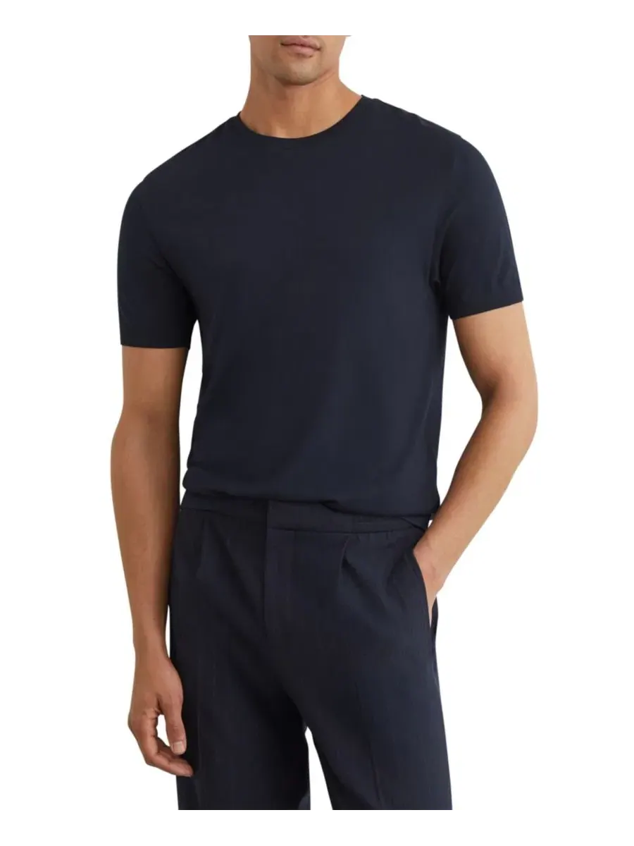 Футболка с коротким рукавом Chad Cotton-Modal Modern-Fit REISS — синий