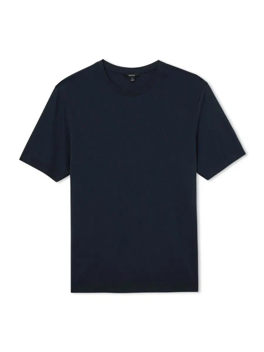 Футболка с коротким рукавом Chad Cotton-Modal Modern-Fit REISS — изображение 2 из 5, темно-синий
